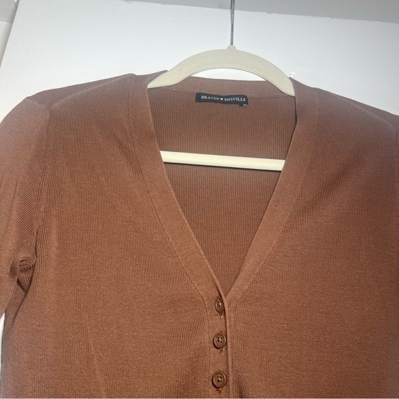 Brandy Melville brown thin cardigan sweater - Picture 3 of 9